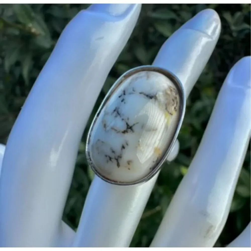 Sterling silver dendrite agate ring